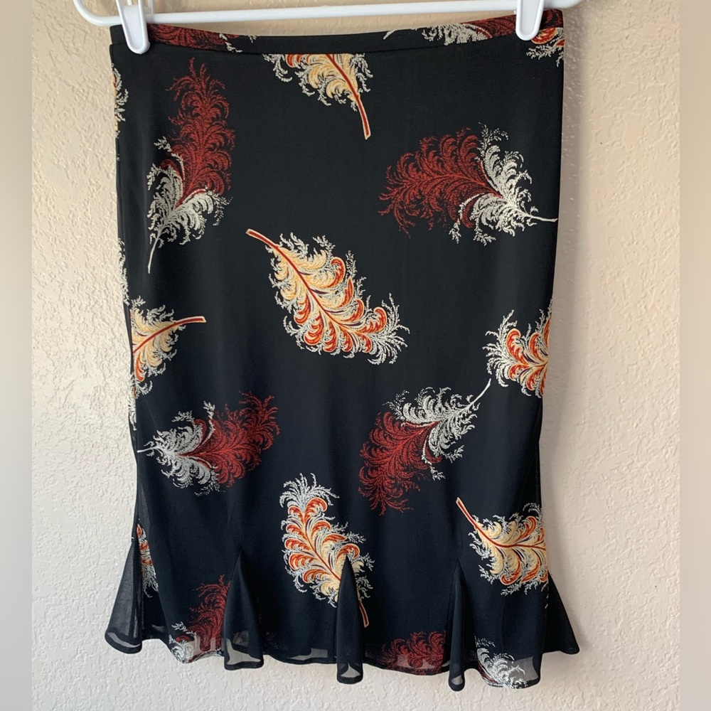 Express Black Feather Print Fairy Grunge Whimsigoth Knit Skirt Size XS - Picture 2 of 6